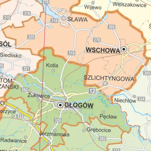 Polska mapa ścienna administracyjna arkusz laminowany, 1:350 000, ArtGlob