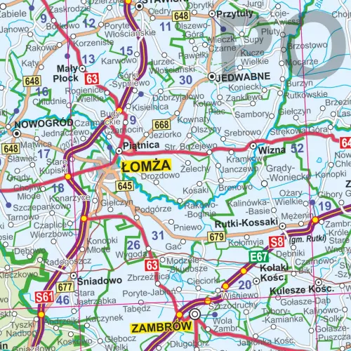Polska mapa ścienna administracyjno-drogowa na podkładzie 1:500 000, ArtGlob