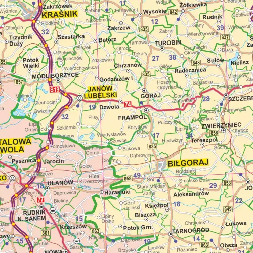 Polska mapa ścienna administracyjno-drogowa na podkładzie do wpinania 1:700 000, ArtGlob