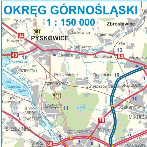 Polska mapa ścienna samochodowa na podkładzie do wpinania, 1:500 000, ArtGlob