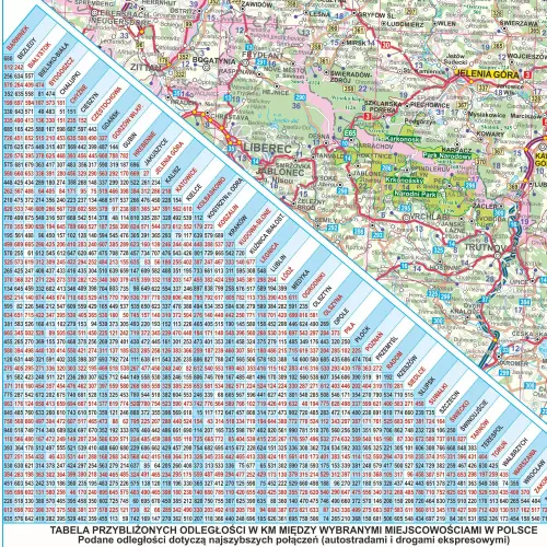 Polska mapa ścienna samochodowa arkusz laminowany, 1:500 000, ArtGlob