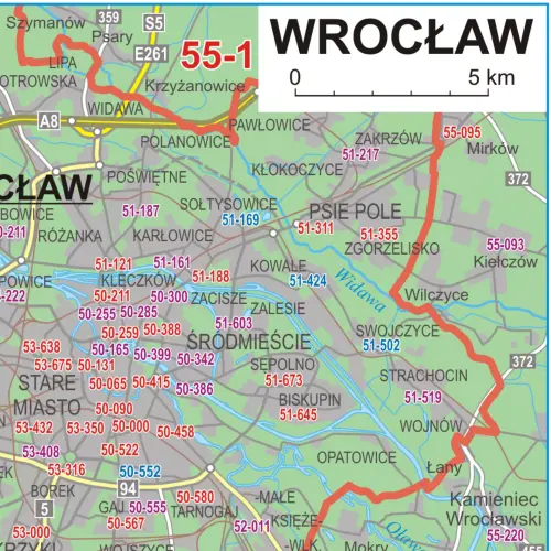 Polska mapa ścienna kody pocztowe arkusz papierowy, 1:500 000, ArtGlob
