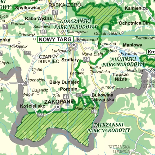 Polska - podział organizacyjny Lasów Państwowych mapa ścienna na podkładzie w drewnianej ramie, 1:500 000, ArtGlob