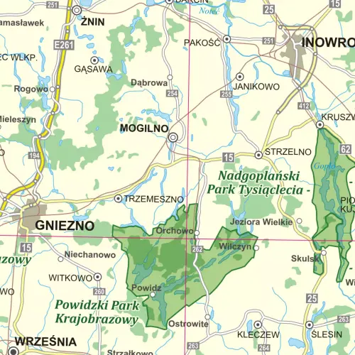 Polska - Parki Narodowe i Krajobrazowe mapa ścienna na podkładzie do wpinania, 1:500 000, ArtGlob