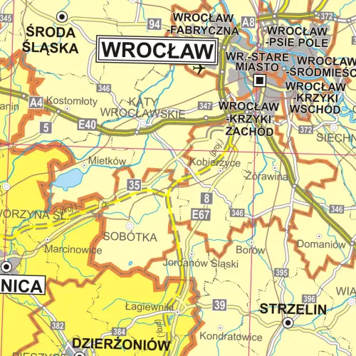 Polska - mapa ścienna obszarów właściwości prokuratur arkusz laminowany, 1:500 000, ArtGlob