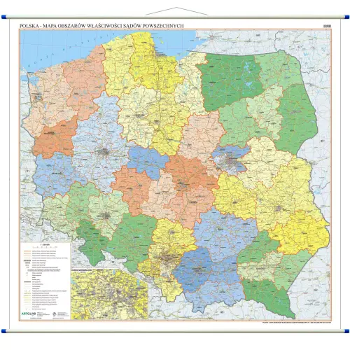 Polska - mapa ścienna obszarów właściwości sądów powszechnych 1:500 000, ArtGlob