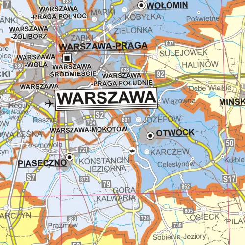 Polska - mapa ścienna obszarów właściwości sądów powszechnych arkusz laminowany, 1:500 000, ArtGlob