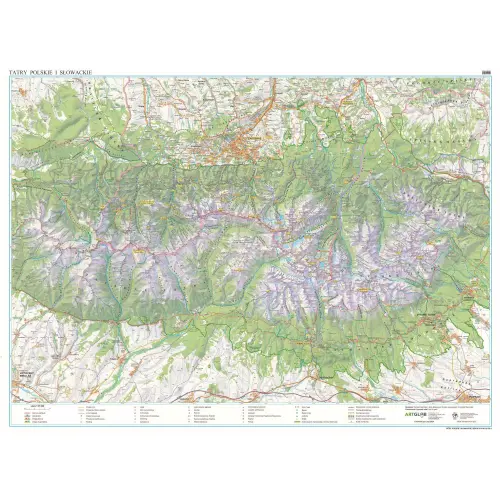 Tatry polskie i słowackie mapa ścienna arkusz papierowy, 1:35 000, ArtGlob