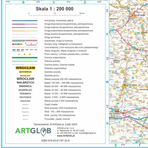 Województwo dolnośląskie mapa ścienna na podkładzie magnetycznym, 1:200 000, ArtGlob