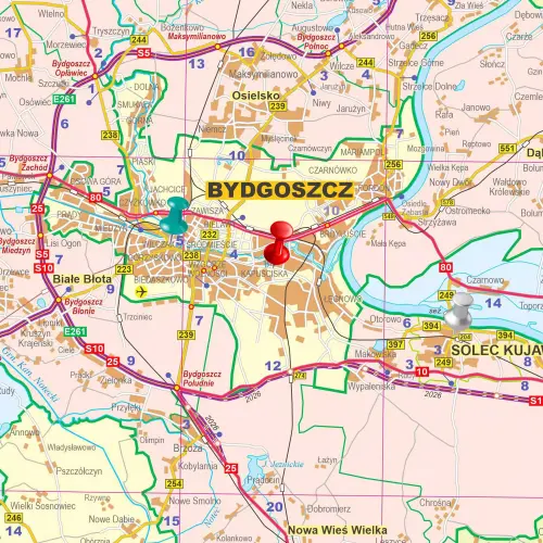 Województwo kujawsko-pomorskie mapa ścienna na podkładzie do wpinania, 1:200 000, ArtGlob
