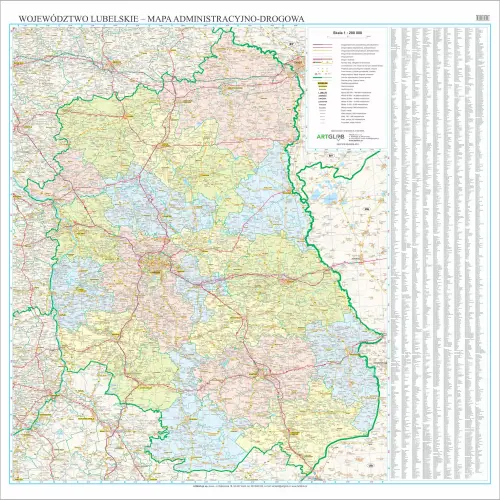 Województwo lubelskie mapa ścienna arkusz papierowy, 1:200 000