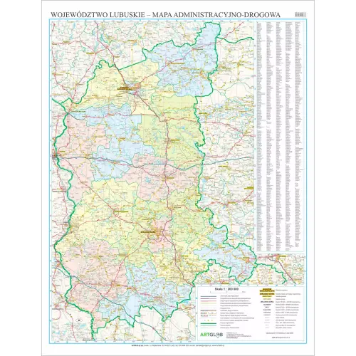 Województwo lubuskie mapa ścienna arkusz papierowy, 1:200 000, ArtGlob