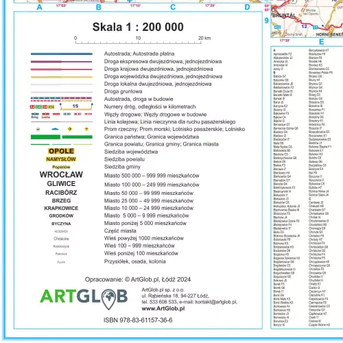 Województwo opolskie mapa ścienna, 1:200 000, ArtGlob