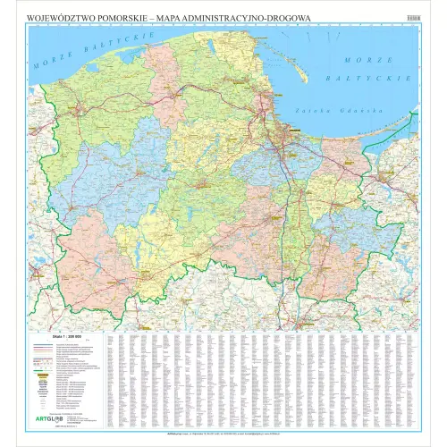 Województwo pomorskie mapa ścienna arkusz papierowy, 1:200 000, ArtGlob