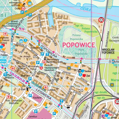 Wrocław mapa ścienna na podkładzie do wpinania, 1:15 000, ArtGlob