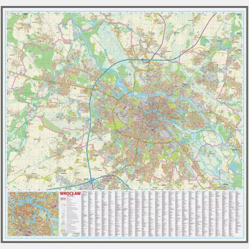 Wrocław mapa ścienna na podkładzie do wpinania, 1:18 500, ArtGlob