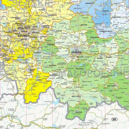 Polska mapa ścienna fizyczna 1:700 000