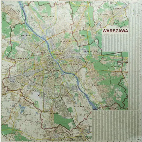 Warszawa mapa ścienna administracyjno-drogowa arkusz laminowany 1:18 000
