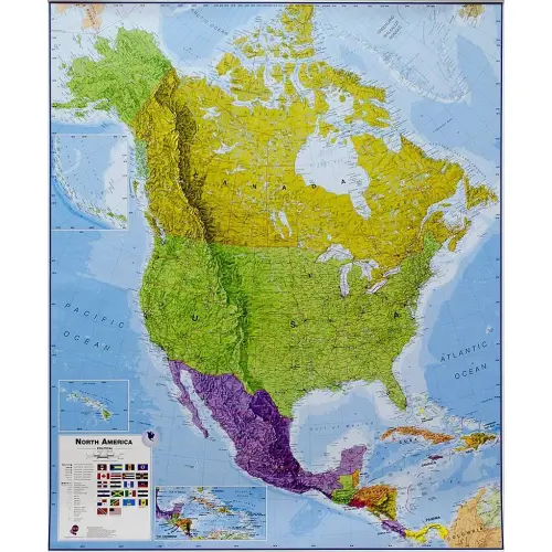 Ameryka północna mapa ścienna arkusz papierowy 1:7 000 000