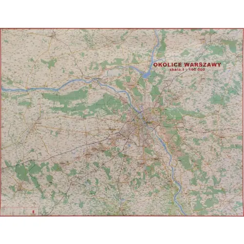 Okolice Warszawy mapa ścienna drogowa arkusz papierowy 1:100 000