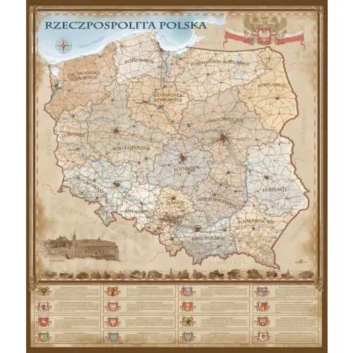 Rzeczpospolita Polska mapa ścienna arkusz laminowany