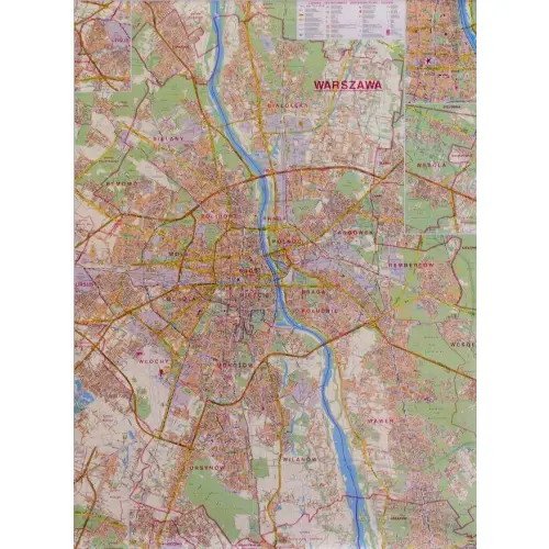 Warszawa mapa ścienna administracyjno-drogowa arkusz papierowy 1:26 000