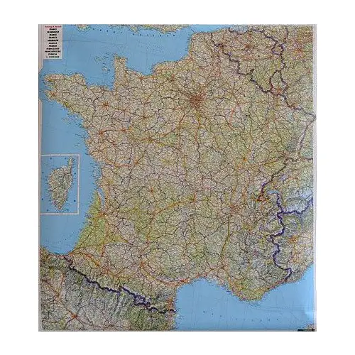 Francja mapa ścienna samochodowa na podkładzie do wpinania 1:1 000 000