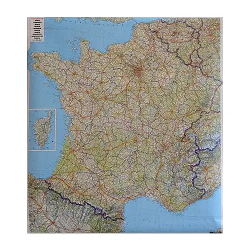 Francja mapa ścienna samochodowa arkusz laminowany 1:1 000 000