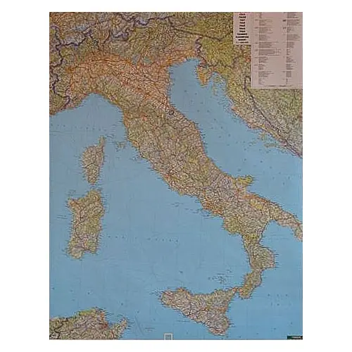 Włochy mapa ścienna samochodowa na podkładzie do wpinania 1:1 000 000