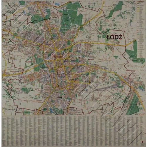 Łódź mapa ścienna samochodowa na podkładzie 1:20 000