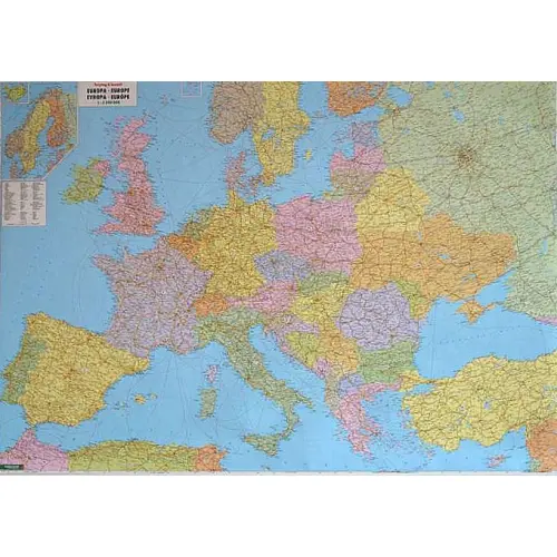 Europa mapa ścienna administracyjno-drogowa arkusz laminowany 1:3 500 000