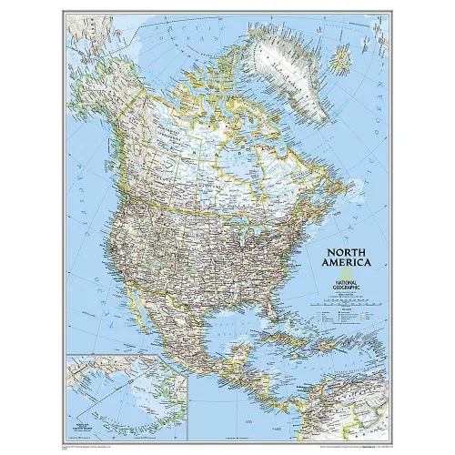 Ameryka Północna Classic mapa ścienna polityczna arkusz papierowy 1:8 950 000
