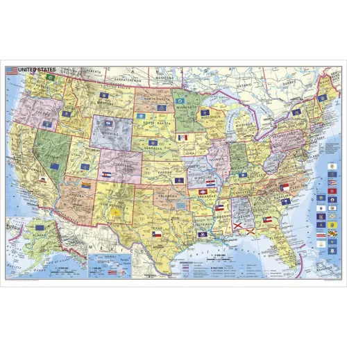 USA mapa ścienna kody pocztowe na podkładzie magnetycznym 1:5 500 000