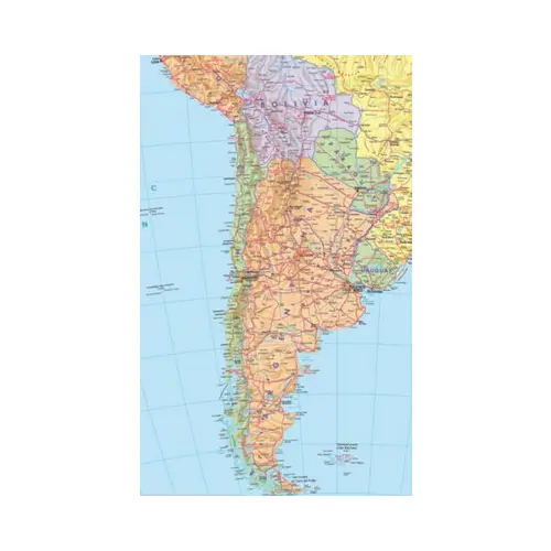 Ameryka Południowa mapa ścienna polityczno-fizyczna na podkładzie do wpinania 1:8 000 000