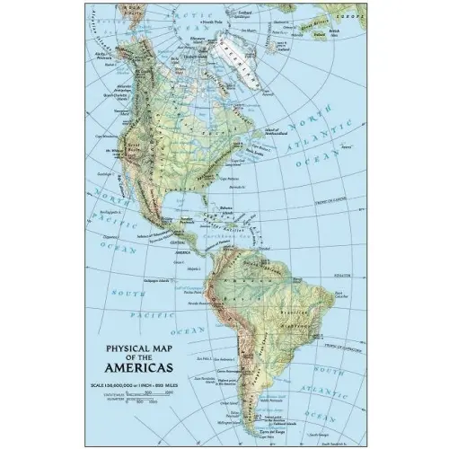 Ameryka Północna i Południowa Classic polityczna mapa ścienna arkusz laminowany, 1:19 100 000