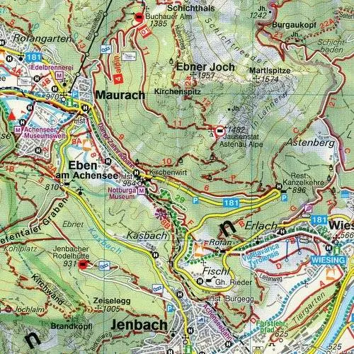 Zillertal, Tuxer Alpen, Jenbach, Schwaz, 1:50 000