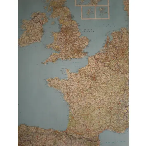 Europa Zachodnia mapa ścienna samochodowa arkusz papierowy 1:2 000 000