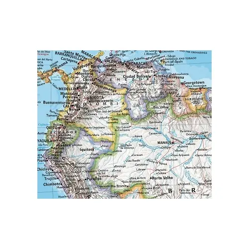 Ameryka Północna i Południowa Classic polityczna mapa ścienna arkusz papierowy, 1:19 100 000