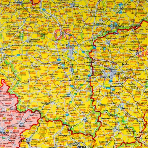 Niemcy mapa ścienna kody pocztowe 1:700 000