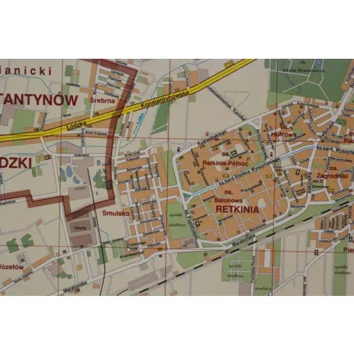 Łódź mapa ścienna samochodowa na podkładzie do wpinania 1:20 000