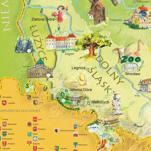 Polska Młodego Odkrywcy mapa ścienna dla dzieci arkusz papierowy