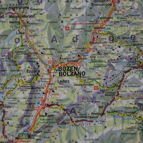 Austria mapa ścienna samochodowa arkusz laminowany 1:500 000