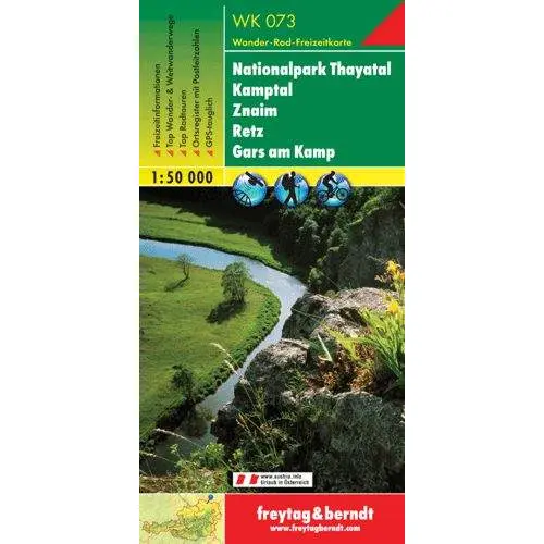 Park Narodowy Doliny Dyi Dolina Kamptal mapa turystyczna 1:50 000 Freytag & Berndt National Park Thayatal, Kamptal, Znaim, Retz, Gars a. Kamp