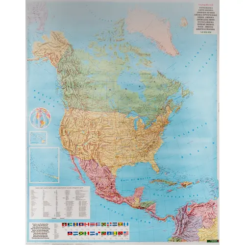 Ameryka Północna mapa ścienna polityczna arkusz papierowy 1:8 000 000