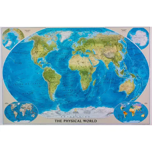 Świat mapa ścienna fizyczna arkusz papierowy 1:19 463 000