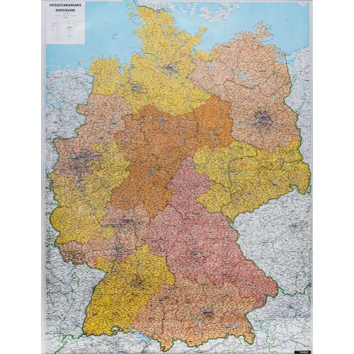 Niemcy mapa ścienna kody pocztowe arkusz papierowy 1:700 000