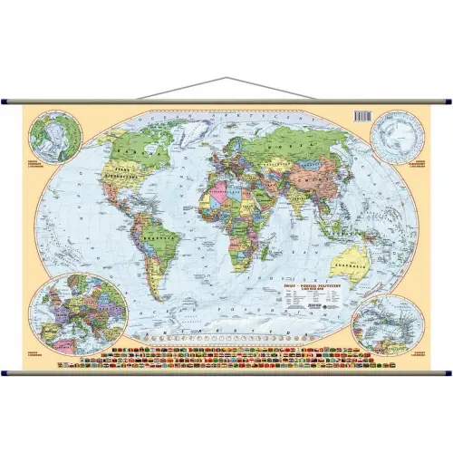 Świat mapa ścienna dwustronna fizyczno-polityczna, 1:60 000 000