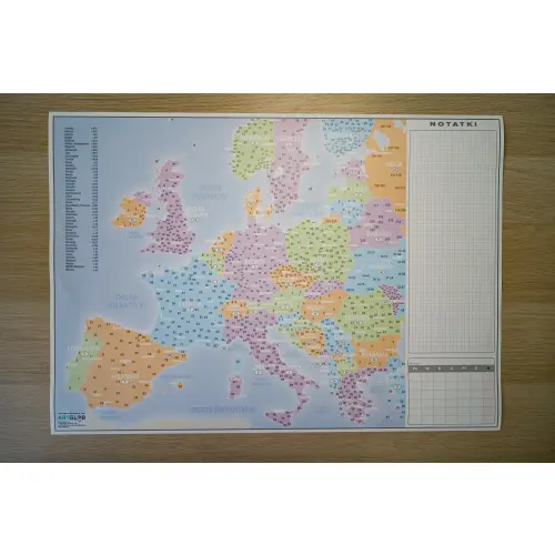 Podkładka na biurko z mapą kodową Europy - biuwar z notatnikiem