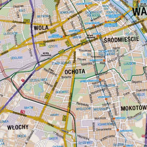 Okolice Warszawy mapa ścienna drogowa na podkładzie magnetycznym 1:100 000