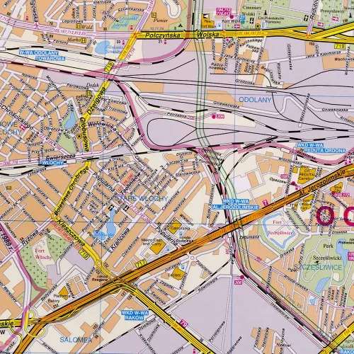 Warszawa mapa ścienna administracyjno-drogowa na podkładzie magnetycznym 1:26 000